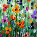 Poppy Flower Field Textured Original Painting on Canvas 36x24 Wall Art Painting, Made to Order