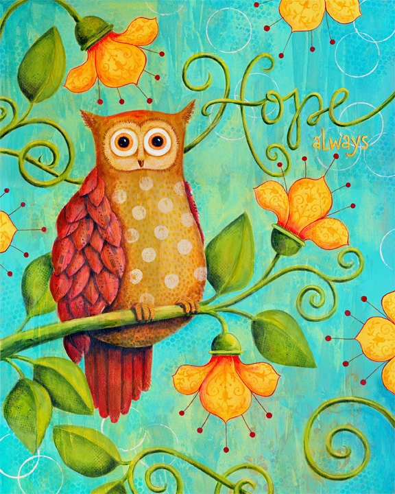 MAGNET... Have Hope Owl Inspirational Art Magnet