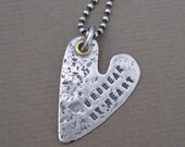 Handmade Sterling Silver Heart Pendant Brass Rivet Custom artisan organic texture can be personalized hand stamped Jewelry Necklace Pendant