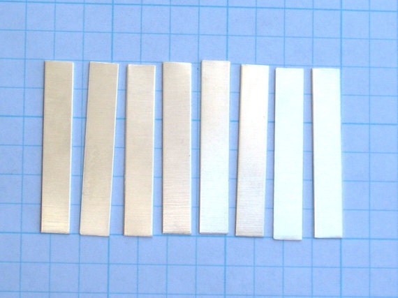 Sterling Silver RECTANGLE Blanks Metal Supply for Pendant Necklaces Tag Strip Sheet 1/4 x 1-1/2 inch 24 gauge Hand STAMPING Jewelry Qty 8