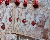 Rudolph Reindeer Christmas Gift Tags Labels Vintage Style Set Of Five