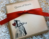 Alice In Wonderland Queen of Hearts Vintage Matted Flat Notecards/Envelopes Glittered Set of Five