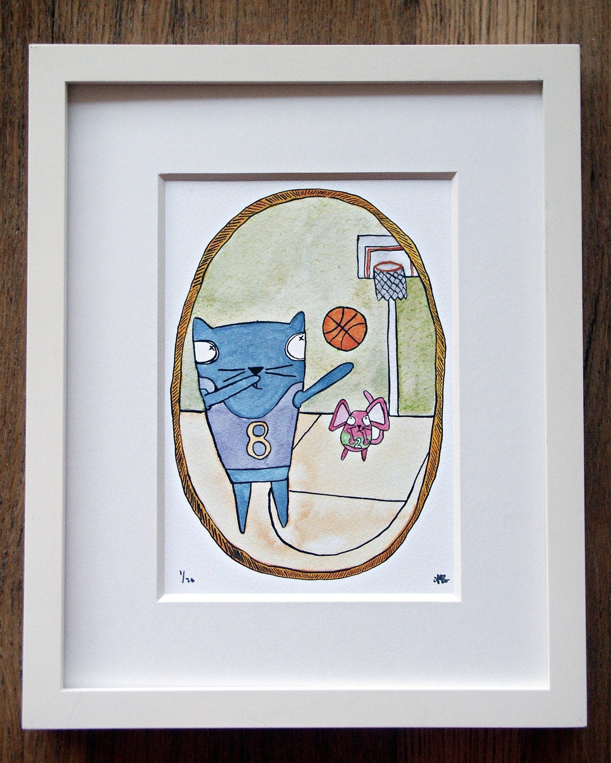 Basketball - 5x7 Watercolor and Gouache Print