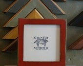 6x6 Square Picture Frame in 1x1 Flat Style with Vintage Robin's Egg under Red Finish