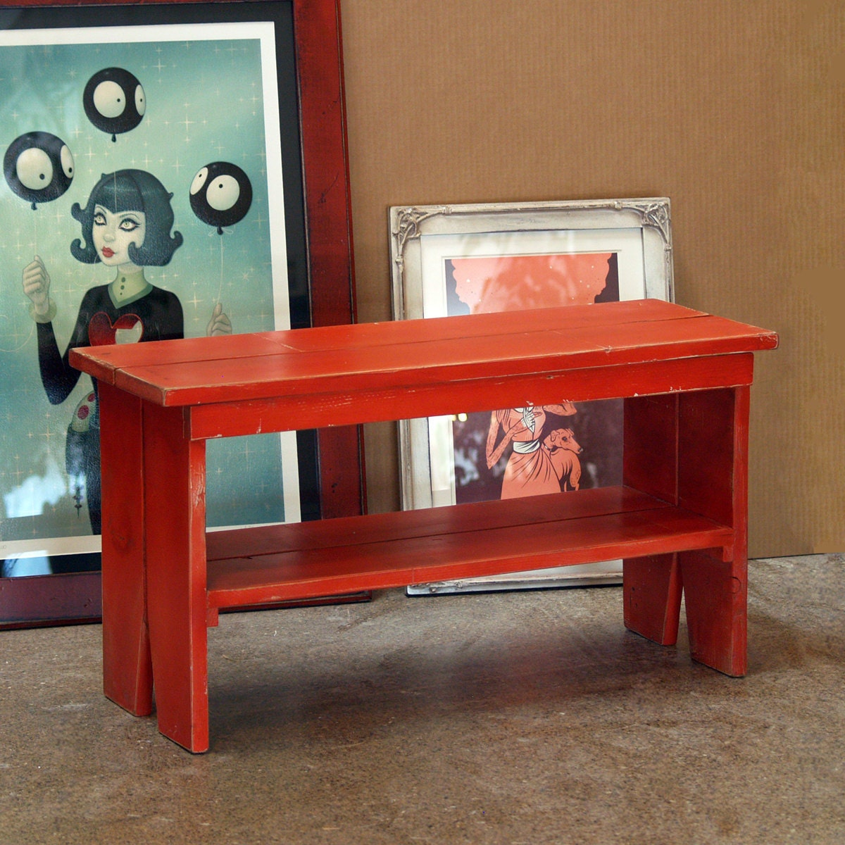 Handmade Sturdy Wooden Bench in Color of Your Choice - shipping included