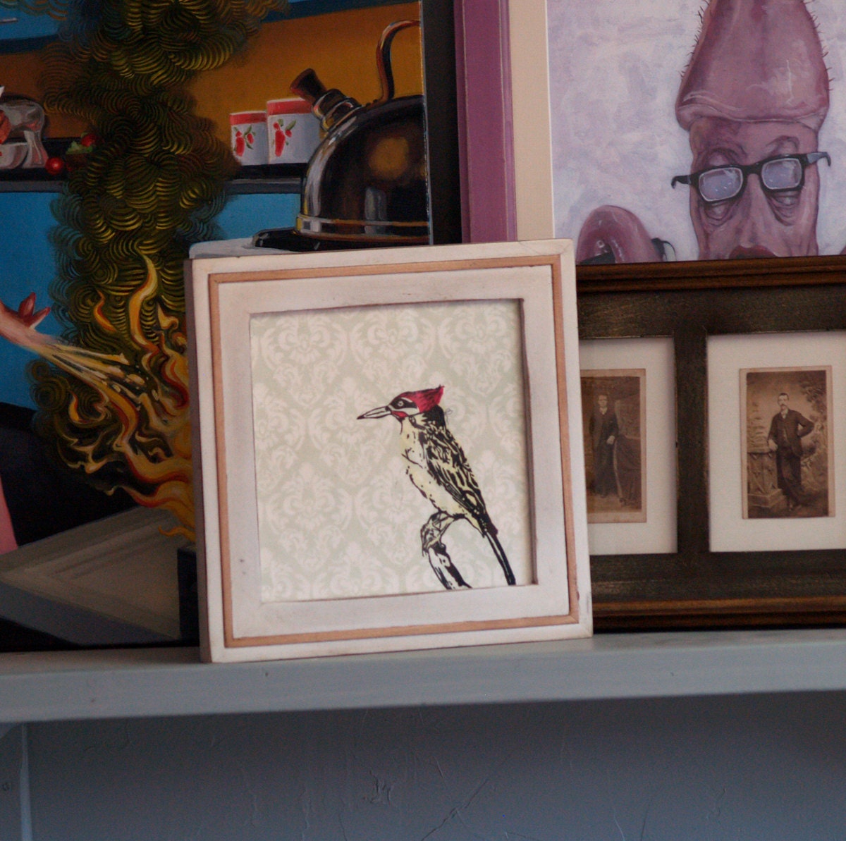 8x8 Square Picture Frame with Vintage White Finish in Wood Wedge Style - SAME DAY SHIPPING
