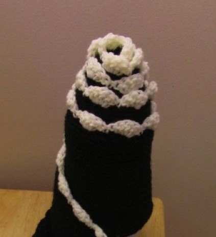 Scarf-Black with white scalloped edge
