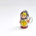 key chain Matreshka Russian Wooden ecofrendly Doll - purple matryoshka babushka keychain