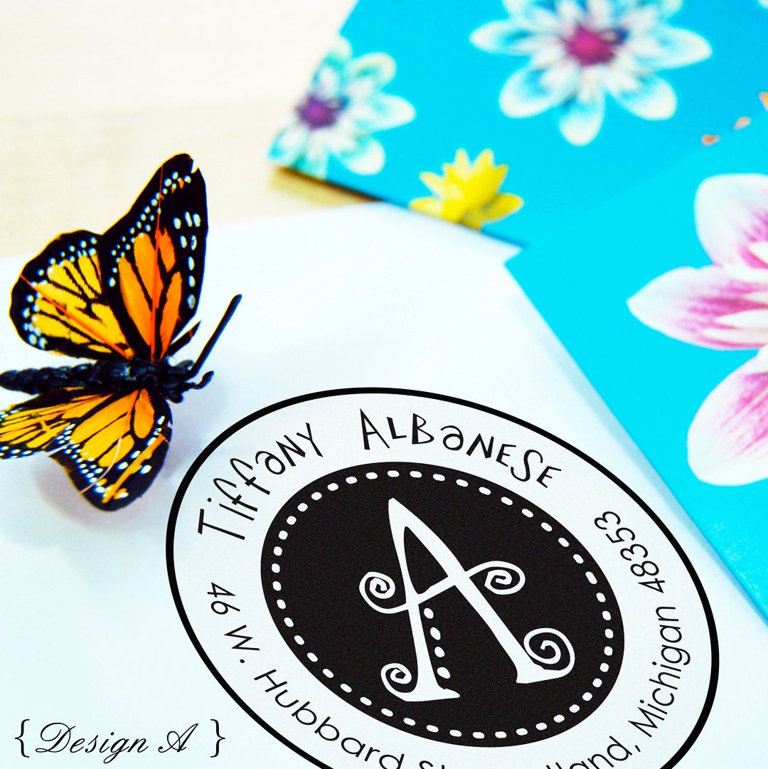 Custom Rubber Stamp - Personalized Your Initial & Monogram Stamp, Return Address Stamp, Thank You, Wedding Stamp. Proof is FREE (1019)