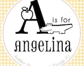 Educational Alphabet (Personalized Rubber Stamp) Custom Rubber Address Stamp, Initial Stamp, Library, Teacher Stamp, Compliments (2207)