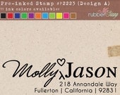 Self Inking Address Stamp (Molly Love Jason). Custom Wedding Stamp, Return Address Stamp, Heart, RSVP, Couple Stamp, Address Stamp (P2223)