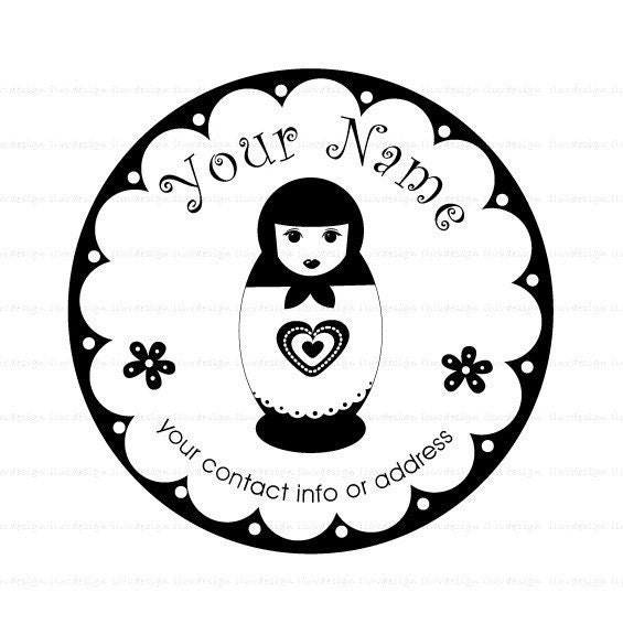 Matryoshka Nesting Doll (Russian Doll) Personalized Rubber Stamp - Return Address / Thank You For Coming / Handmade With LOVE By / Any Text You Want. Item 1043