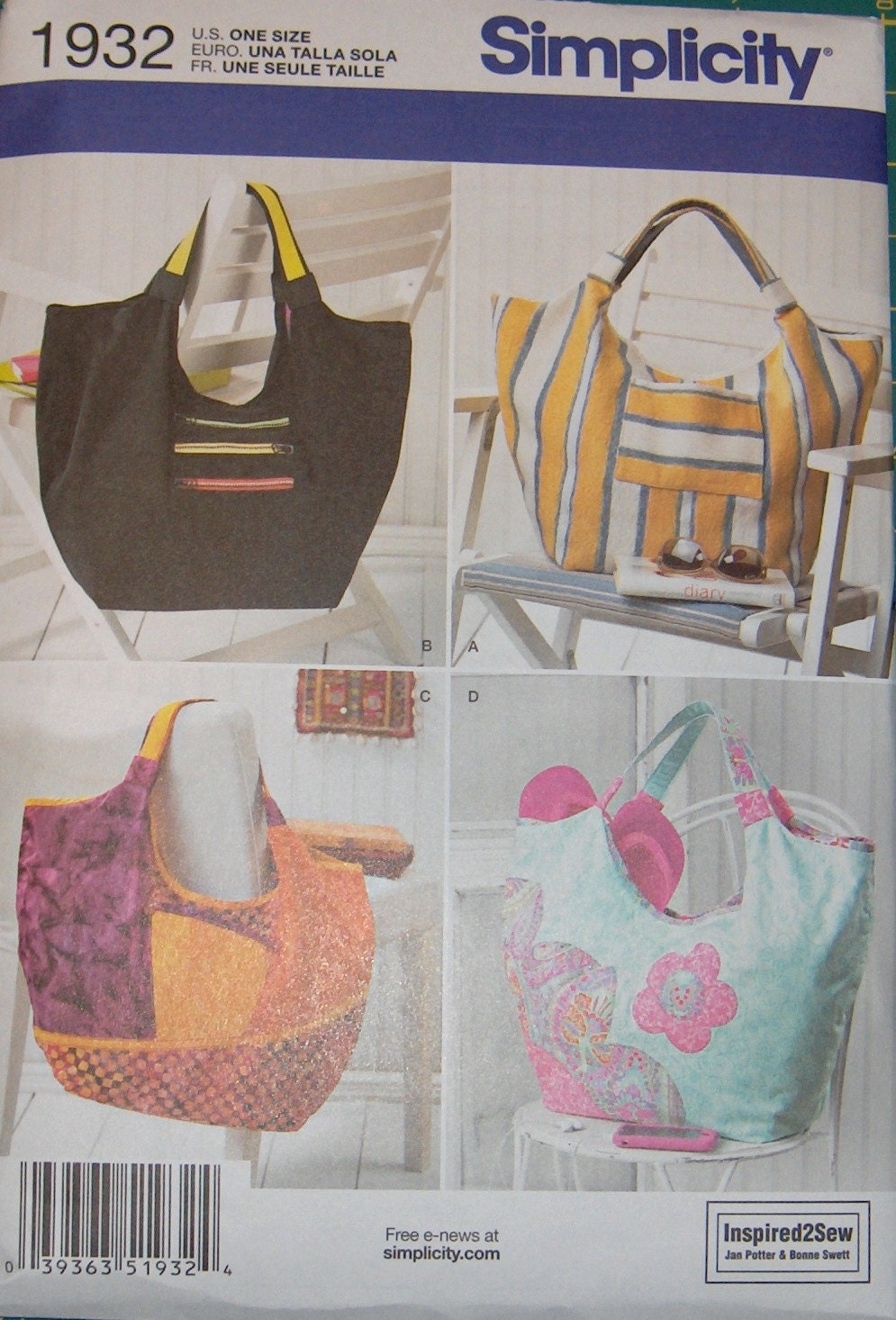 Simplicity Versatile Tote Bag Pattern No. 1932 by ChinenTwo