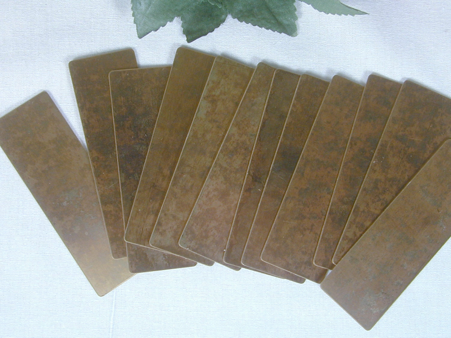 12 Solid Brass Plates Tags Labels 1" x 3"