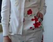 Vintage beaded white cardigan, ca 1950s
