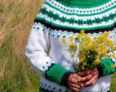 Vintage handmade fair isle sweetgrass green sweater