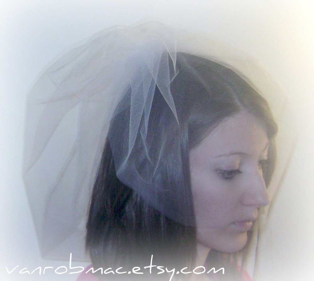 Tulle Double Birdcage Veil...white or ivory...ready to ship