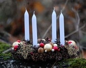 Christmas wreath - candle ring - Advent wreath - winter wreath -  pinecone wreath with four candles