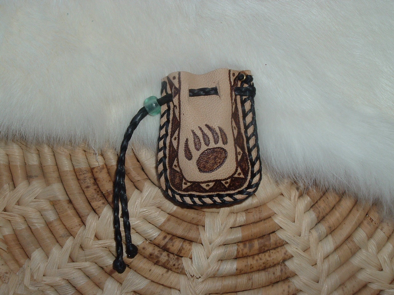 Small Pocket Pouch size Medicine Bag with a bear paw design on the front
