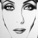 Cher Pencil Drawing Fine Art Portrait Print Signed by Artist 8x11"