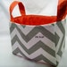 PK Fabric Basket in Gray Chevron With Red Lining - Ready To Ship