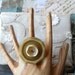 Vintage Buttons Ring Retro Reclaimed Jewelry Large Adjustable Gold Tone Mustard Colour - Flavia