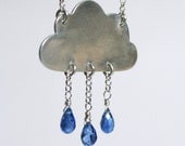Cloud Necklace - Kyanite Blue Gemstone Raindrops - If Kisses Were Raindrops I'd Send You A Storm - SilkstoneDesigns