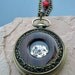 Sky Pirate Pocket Watch - Steampunk Bronze and Wood Mechanical Watch - Skull Watch Fob Chain - Item MPW256F