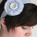 REVERSIBLE HEADBAND - white headband - recycled headband - blue headband - BONUS floral hair clip