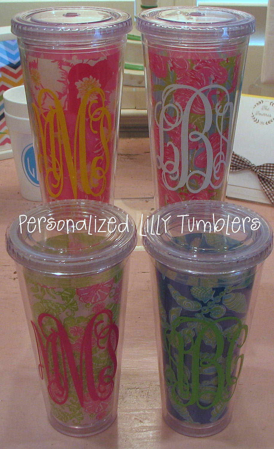Personalized Lilly Tumblers with Straw