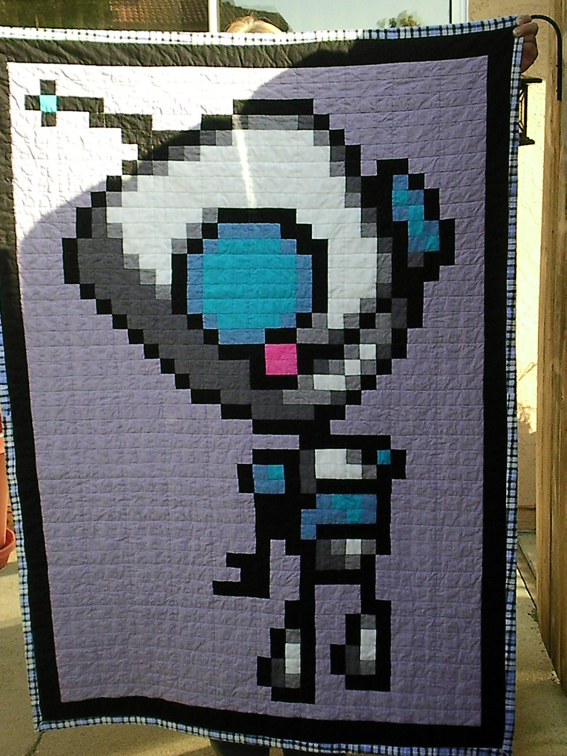 Invader Zim "Gir" Pixel Quilt (READY TO SHIP)