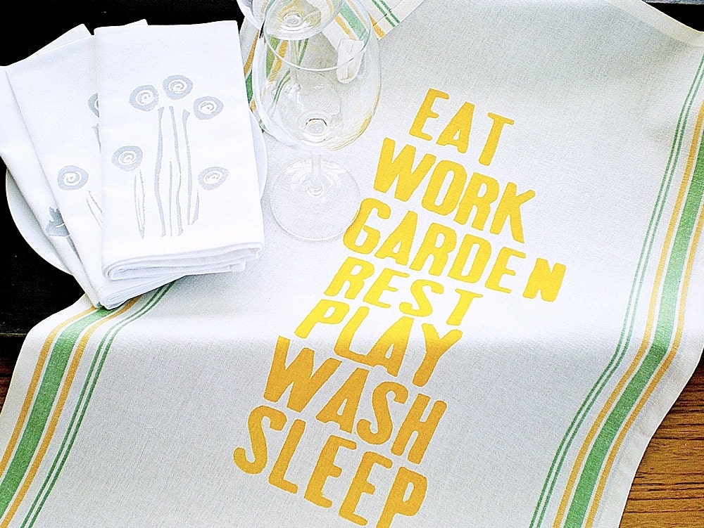 Vintage Inspired Modern Text All Cotton Cloth Tea Towel by indobay