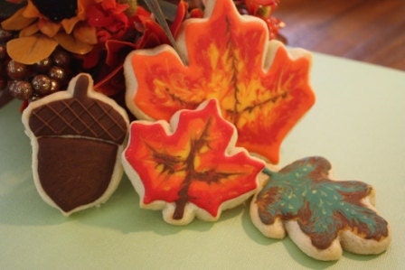 Fall Leaves Thanksgiving Cookie Favors - One dozen - WhimsicalOriginalsDB