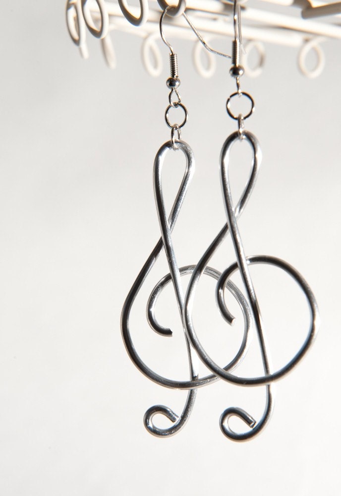 Silver Treble Clef Earrings