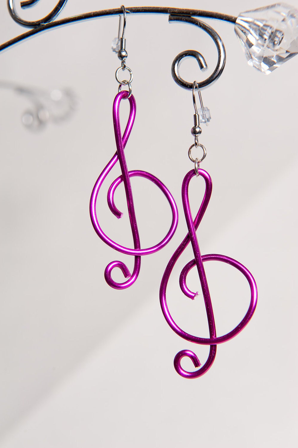 Hot Pink Treble Clef Earrings