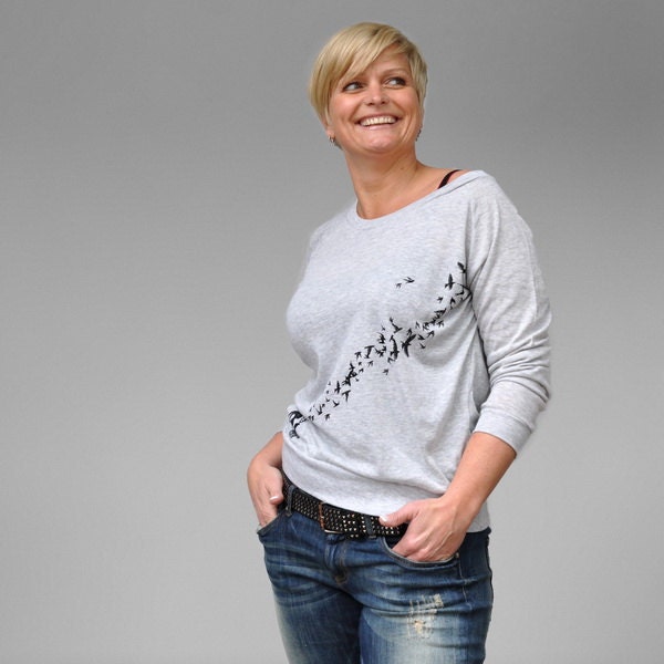 Black Birds slouchy pullover