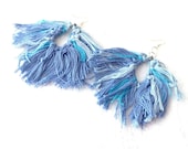 Mini Fiber Earrings, Blue Fiber Earrings, Eccentric string Earrings, String Hoop Earrings(mini)