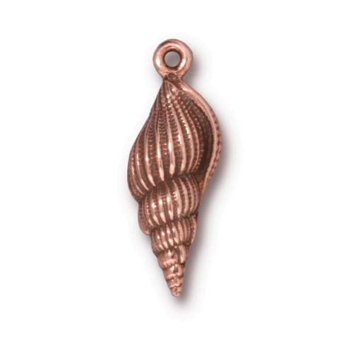 10 Charms - TierraCast Spindle Shell Charms pewter with antiqued copper finish pendants charms drops 24 x 8.5 x 5mm