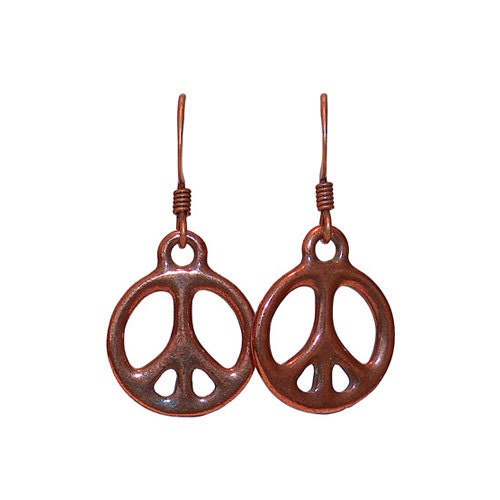 Copper Peace Earrings... pewter pendants peace my friend earrings with antiqued copper earwires