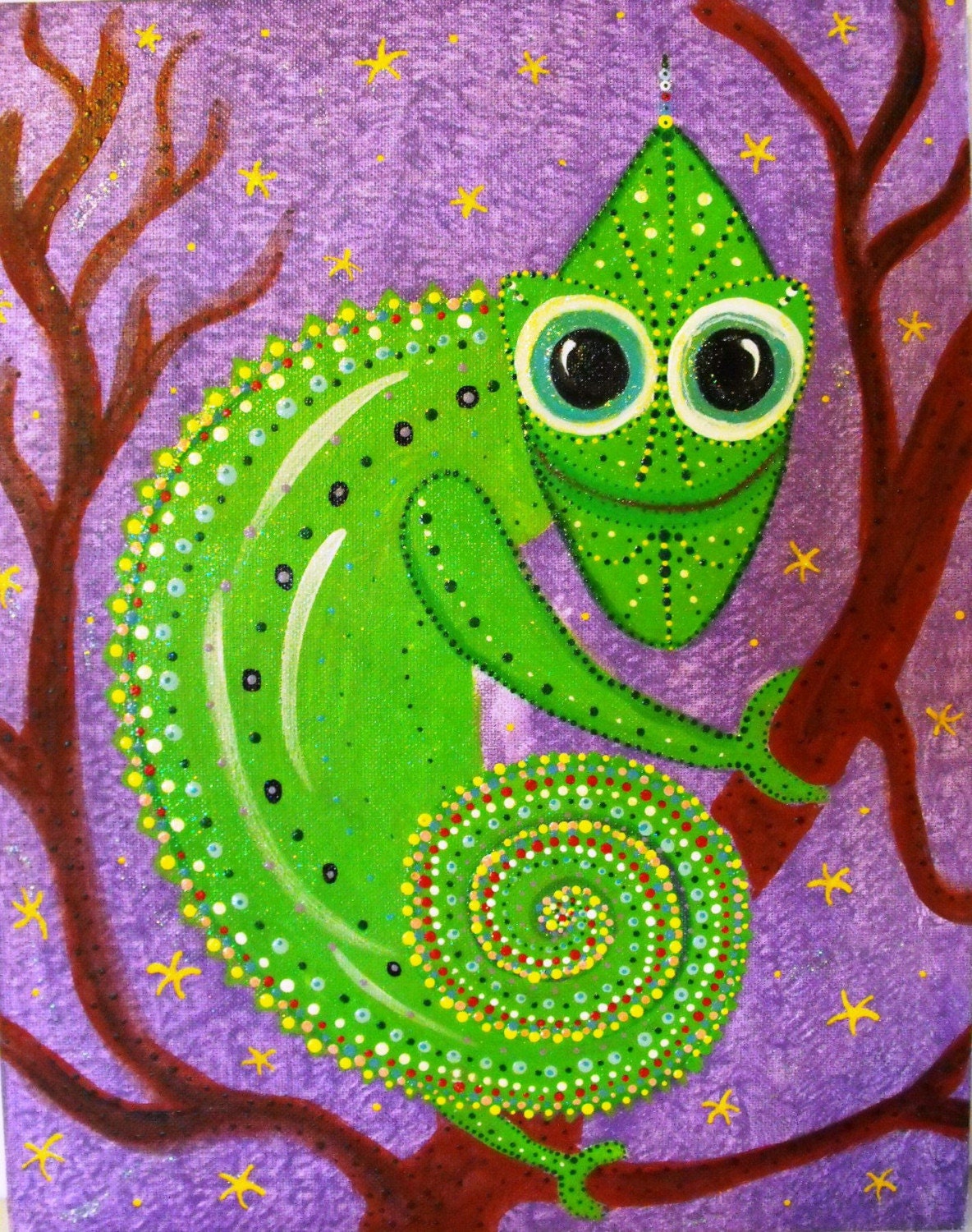 Crazy Chameleon Original Painting