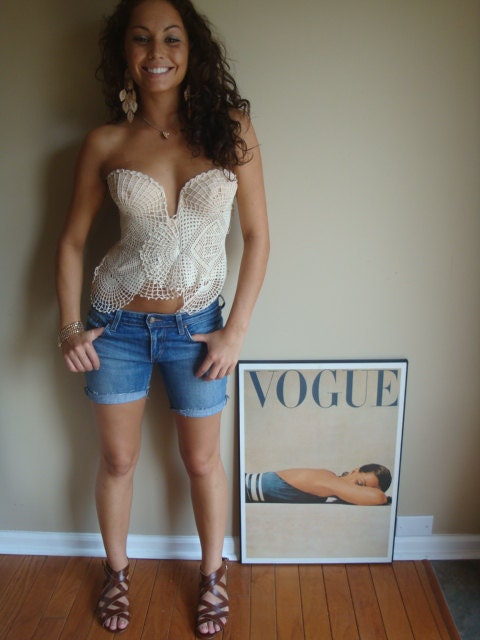 CLOSING SALE  handmade scallop bustier only one made 34/36 bust