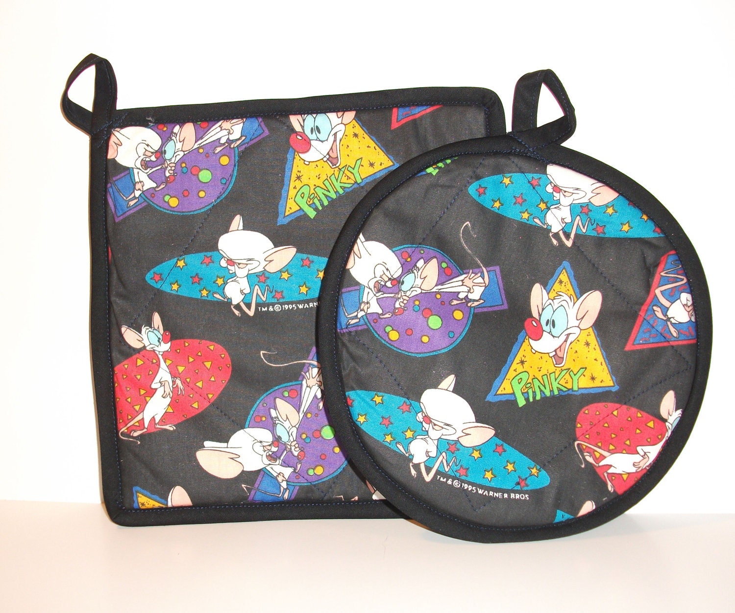 Pinky and The Brain Pot Holders -Set of 2 Vintage 1995 Warner Bros