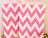 Chevron Striped Favor Bags, 24 Pink Chevron Bags, Party, Wedding, Events, Favors, Baby Shower, Birthday