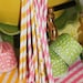 30 Paper Straws, Lemonade Stand, Pink and Yellow Striped Drinking Straws with DIY Flags, Pink Lemonade Parties, Tea Party, Baby Showers
