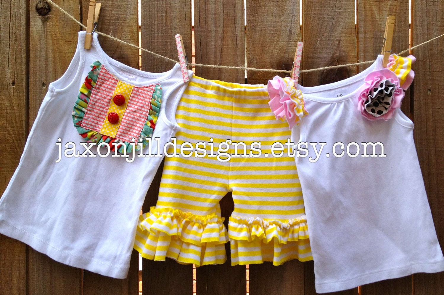 LAST PAIR Lemonade Double Ruffle Knit Shorties -Summer 2012 by Jaxon Jill Designs