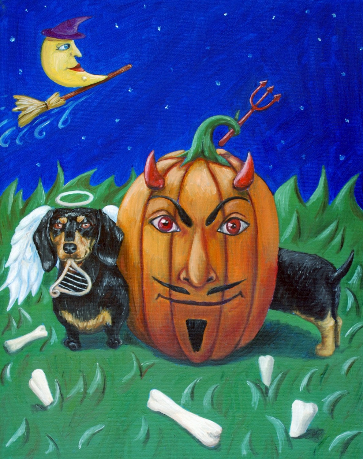 Halloween Dachshund Painting (FREE SHIPPING) - RebeccaTiano
