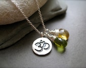 Om silver Pendant with your choice of 2 chakra beads -Black Friday Etsy, Cyber Monday Etsy