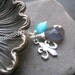 Labradorite and Amazonite Pendant with Fleur de Lis silver charm
