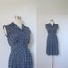 THANKSGIVING SALE-1960s Polka Dotted Dress / Navy Blue and White Polka Dots / Zip Front