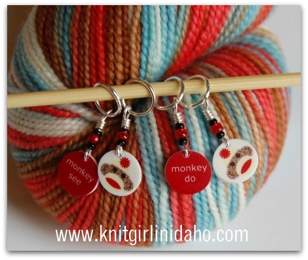 Mini Sock Monkey Stitch Markers (Set of 4)